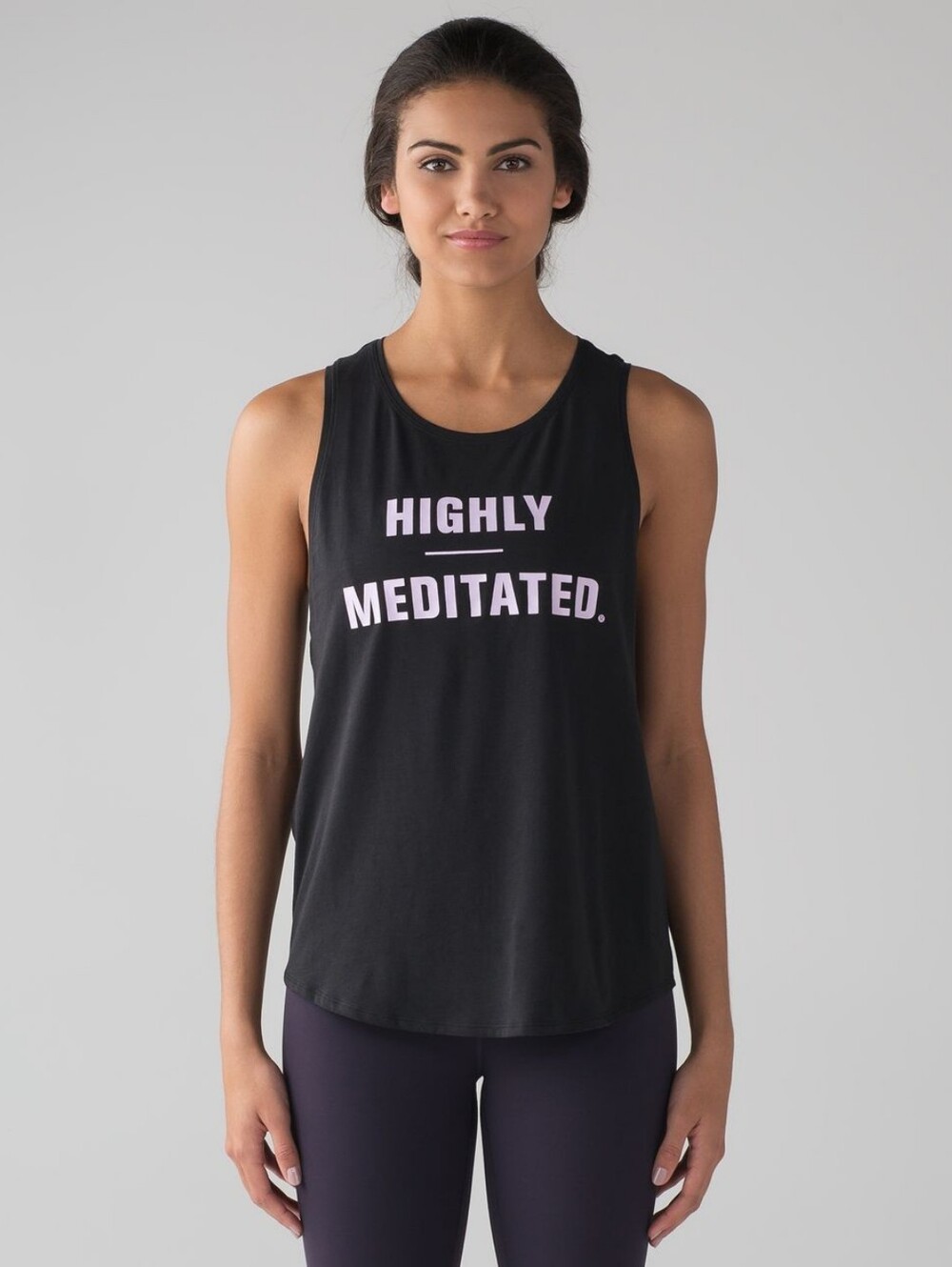 Lululemon Highly Meditated Graphic Tank Top Black Yoga Muscle Tee